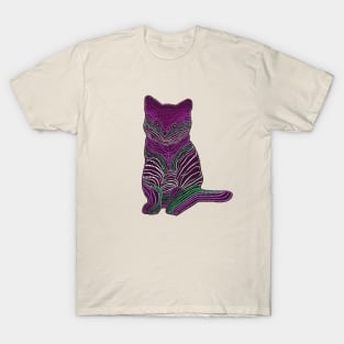 Meow Meow - Magenta & Green T-Shirt